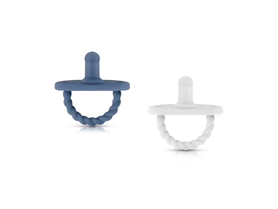 Image of Sweetie Pacifier Soother Baby Silicone Baby Pacifier Soft Silicone Certified BPA Free Set of 2 (Navy Blue-White)