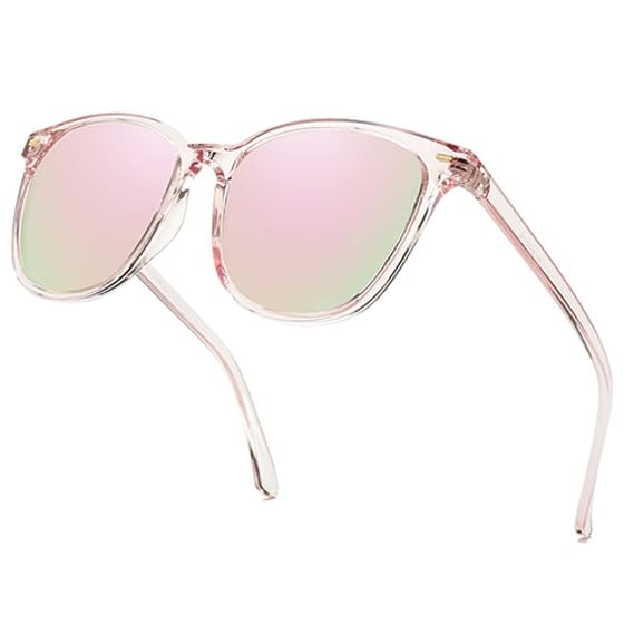 HASFOX® Polarized Sunglasses for Womens | UV Protection Square Oversized Shades | Mirrored Trendy Fashion Style