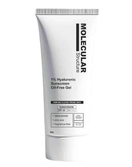 Molecular Structure 1% Hyaluronic Sunscreen Oil-Free Gel, SPF 50 PA++++, with Niacinamide & Zinc PCA, Fragrance-Free, 50g-image-17