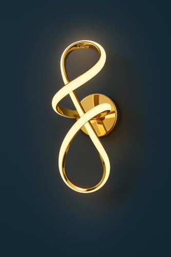 Image of OJIT Modern Curvy 12W LED Wall Lamp with 3-Color Changing for Bedroom & Modern Home Decor (French Gold-213)
