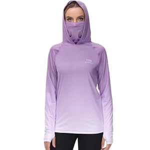 BASSDASH Women’s Fishing Hoodie Shirt with Face Mask Thumb Holes UPF 50+ FS23W