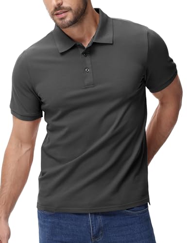 Image of MIER Men's Cotton Pique Polo Shirts, Short Sleeve Golf Work Casual Tops