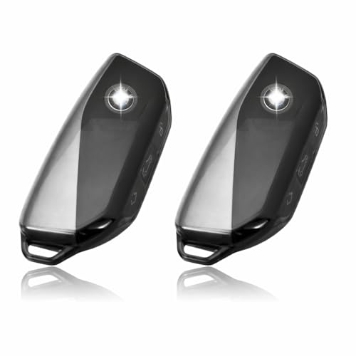 Image of JVCV Soft TPU Transparent Cover Compatible with BMW 2023 New 7 Series 740i 760i X1 X7 XM IX I7, X5 smart Key (2 Pack - Tranaparent Black)