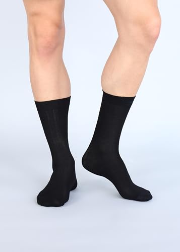 Image of ANCHOR Bamboo Socks for Men, Full Length Black Crew Socks, Pack of 3 Pair