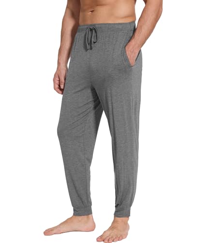 WiWi Pajama Pants for Men Viscose from Bamboo Long Sleep Pants with Pockets Soft Casual Trousers S-XXL, Dark Heathe Grey, Large4