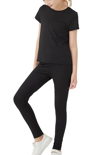 Image of DANI CHINS Girl Athletic Shirt and Compression Leggings Set for Casual Workout Sports