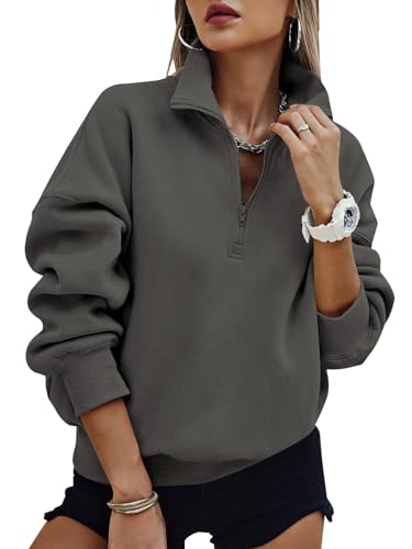PRETTYGARDEN Womens Half Zip Oversized Sweatshirt