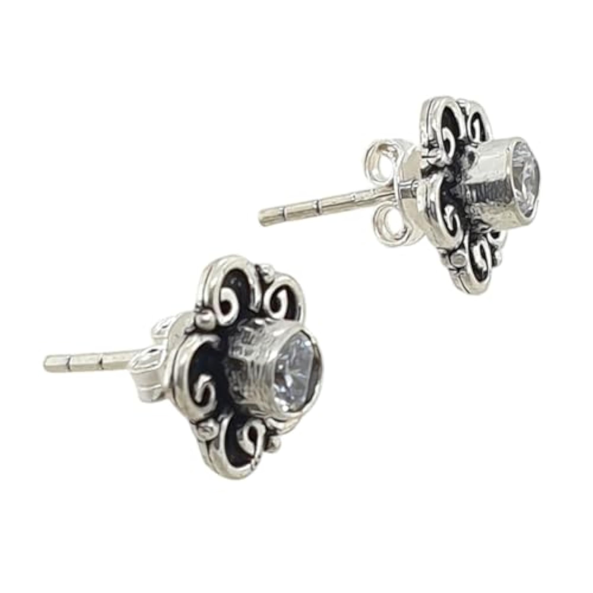 Women's 925 Sterling Silver Round Zircon Designer Stud Earrings