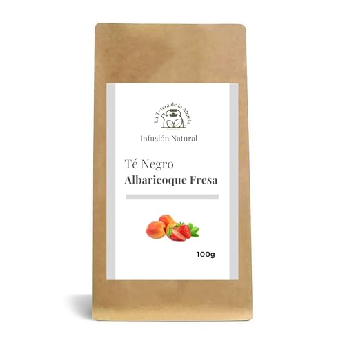 Té Negro Albaricoque y Fresa 100g – Mezcla Darjeeling, Golden Yunnan y Assam con Fruta Natural – Energizante, Digestivo y Antioxidante – A Granel – La Tetera de la Abuela
