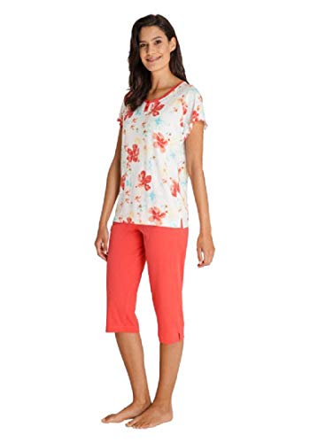 Preisvergleich Produktbild hajo Damen Zweiteiliger Schlafanzug Kurzarm und Capri-Hose