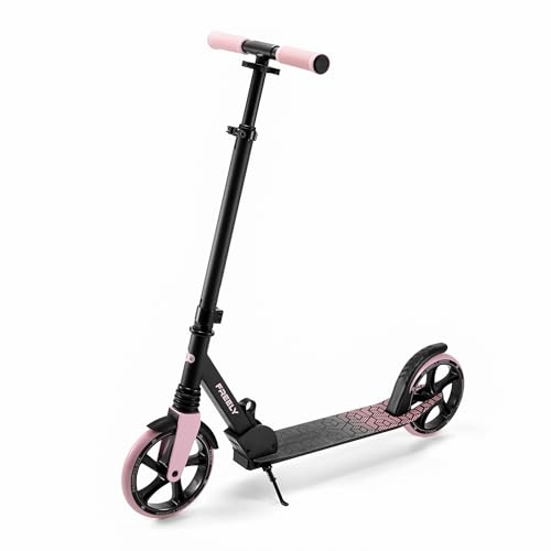 Kinderkraft Freely hasta 100 kg, Patinete, Patinete Plegable, para Niños a Partir de 5 años y Adultos, Ruedas Grandes de PU de 20 cm, Altura del Manillar Ajustable de 82 cm a 105 cm, Rosa