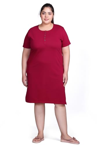 Image of In Love Women's Cotton Plus Size Nighty Chemise | Easy cotton chemise for nightwear and lounge comfort