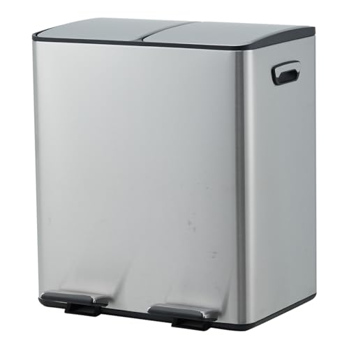 Caneca de basura rectangular de acero inoxidable doble 40 litros