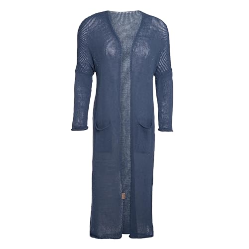 KNIT FACTORY - Jasmin Lange Strickjacke - Damen gestrickte Jacke aus 80% Recycelte Baumwolle - Cardigan mit Hochwertige Qualität - Jeans - 36/38 - Mit Taschen