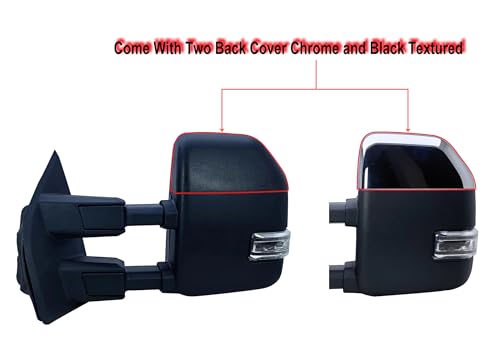 Replacement Driver Left Side Door Towing Mirror Power and Heated with Signal Light and BLIS Textured and Chrome Back Cover For Ford F-150 F-250 F-350 F-450 F-550 Super Duty from 2015 to 2020 - Image 3