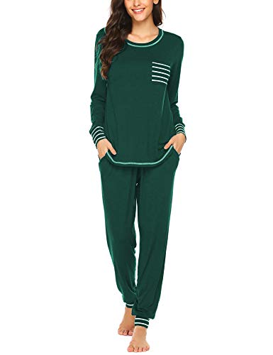 Ekouaer Women's Pajama Set Super-Soft Long Sleeve Top With Pants Comfortable Loungewear Sets For Women Medium Green #TOP7