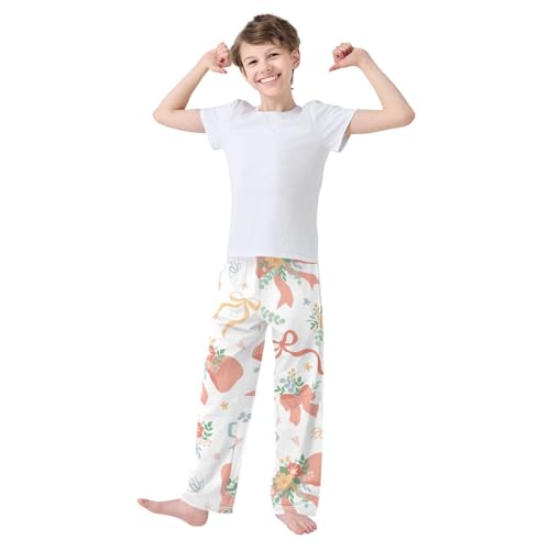 Cute Bouquet Boys Pants Boys Athletic Pants Long Pant for Boywith Pockets Wide-Leg Size 6-14Y3