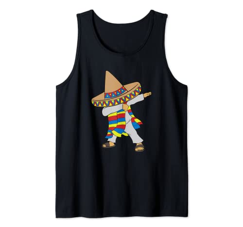 Dabbing Messicano Poncho Cinco de Mayo Sombrero Divertente Dab Canotta