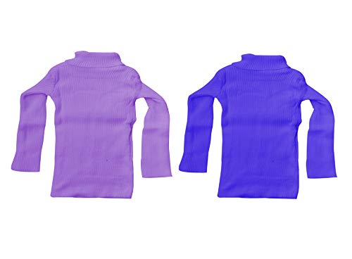 Image of IndiWeaves Girls Wool Warm High Neck Full Sleeves T-Shirt /Inner /skivvy for Winter (10110-0305-iw-p2-26 Purple, Blue 6-7 Years) Pack of 2