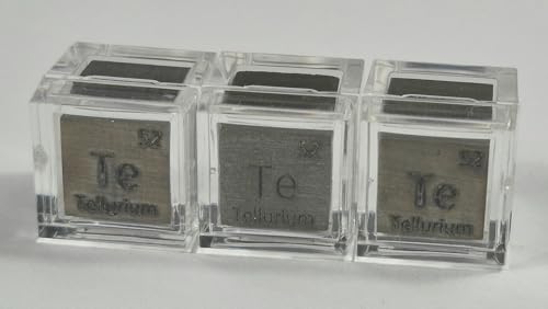 Image of 0.39 inch 10mm Tellurium Metal Cube Te 99.99% Pure Periodic Table Element Collection Science Education Display Block Cube + Acrylic Case Box - 1PC