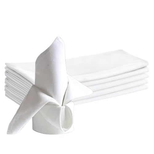 4 Pcs Cloth Napkins,White Cotton Fabric,Dinner Napkins Reusable Dinner Napkin, Hotel Quality Fabric for Home & Events. Ideal for Restaurant, Weddings and Parties.