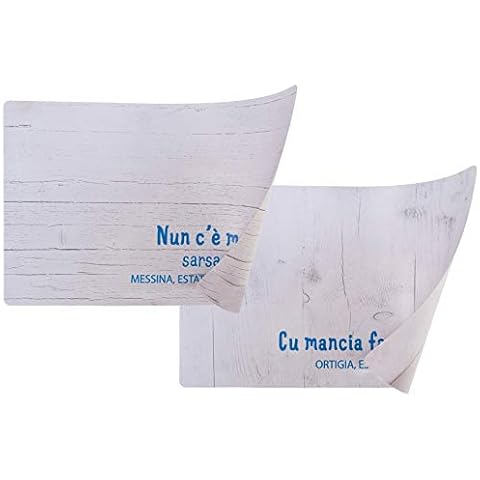 Set of 6 Sicilian Dialetto placemats double faces wood effect Cover