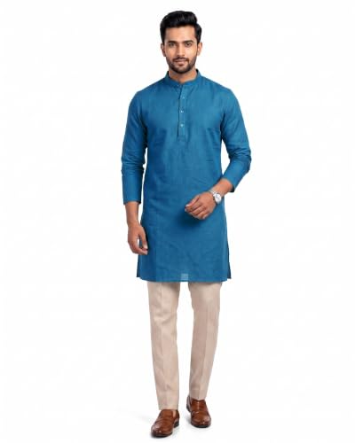 Image of Men's Cotton Blend Plain Kurta Comfortable and Stylish