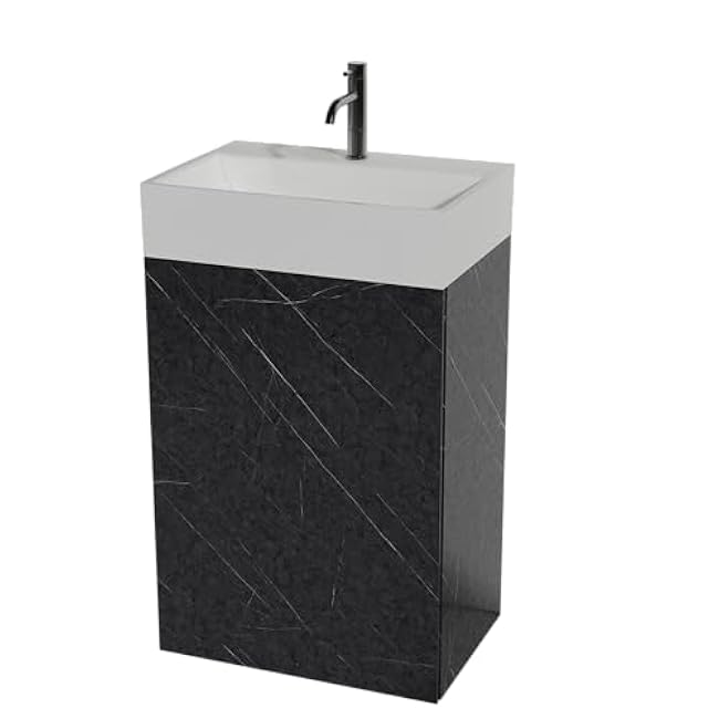 Black Marble Freestanding Bathroom Vanity With Ceramic Sink