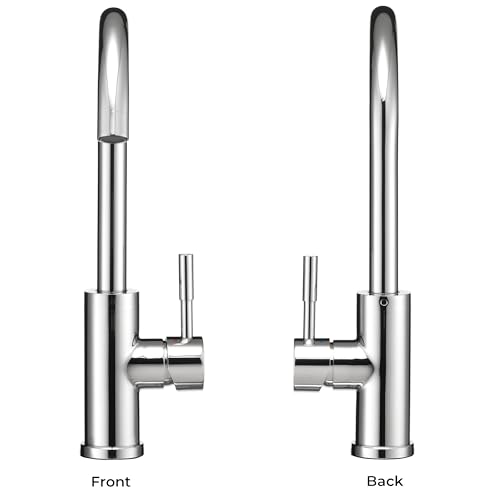 Image of Dura Faucet DF-MK531LK-CP RV Gooseneck Kitchen Faucet (Chrome) | Streamline gooseneck kitchen faucet for RV and camper galleys. Chrome finish. Easy DIY install.