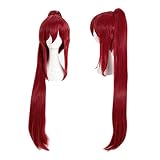 Uearlid Anime Wig Fairy Tail Cosplay Erza Scarlet Red Wig, Long Ponytail, Costume Halloween Wig, Female, Straight Hair, Synthetic, For Cosplay, Concerts, Parties