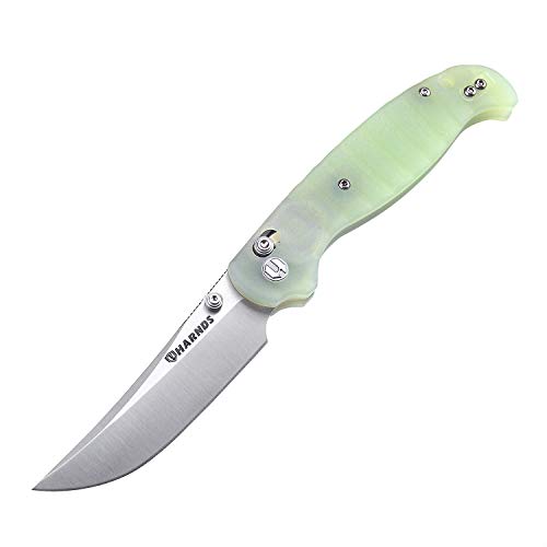 HARNDS Giant Silkworm Cuchillo Plegable con Hoja de Acero Sandvik,Cuchillo para Exteriores Mango G10 Cuchillo de Bolsillo para Camping con Clip de Bolsillo Reversible (Verde) Cover