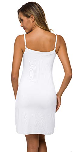 Image of AUHEGN Women's Basic Adjustable Spaghetti Strap Cami Slip Mini Dress