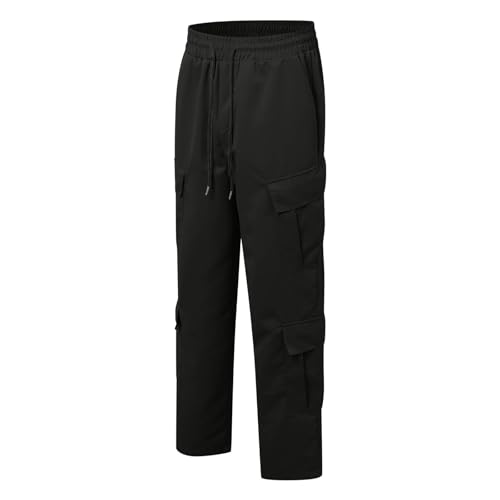 Casual Cargo Work Pants for Men Baggy Athletic Drawstring Elastic Waist Cargo Sweatpants Streetwear with Multi-Pockets3