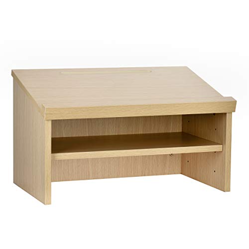 Adir Tabletop Podium Wood - Portable Presentation Podium, Lectern Book Stand For Reading With An Adjustable Shelf For Churches, Restaurants, And Classrooms (Beige) #TOP1