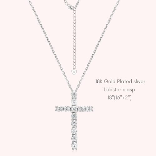 LOVE&LOVE Moissanite Cross Necklace for Women, Classic & Infinity Styles | 18K White Gold Plated Sterling Silver, D Color VVS1 Pendant, Christian Religious Gift for Him or Her4