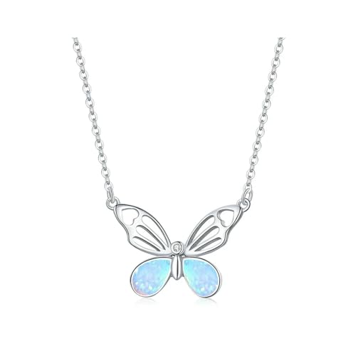 Pendentif papillon argent 925 opale colorée pour collier femme tendance