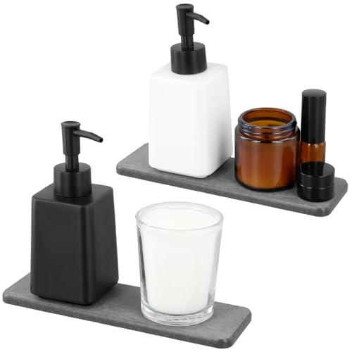 QWORK® Lot de 2 Plateaux Absorbants en Pierre Diatomite pour Évier, Porte-Savon, Porte-éponge