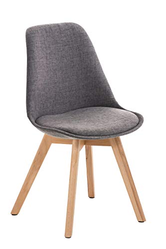 CLP Silla De Comedor Borneo Tapizada En Tela I Silla De Espera con Base De Madera I Silla De Salón En Estilo Nórdico I Color:, Color:Gris Claro, Color del Marco:Natura