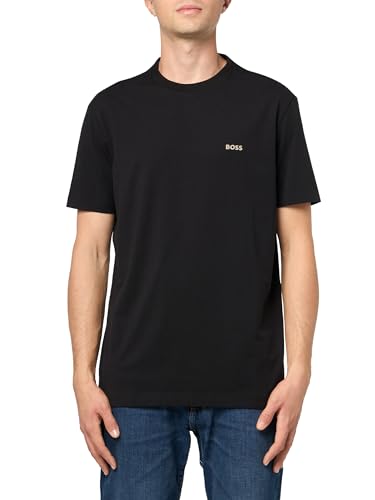 Contrast Logo Cotton Stretch T-Shirt, Black Shadow, L