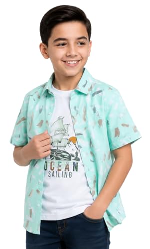 Image of CAVIO Boys Printed Shirt and T-Shirt Regular Fit Casual Half Sleeve