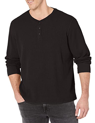 Wrangler Authentics Men s Long Sleeve Waffle Henley, Caviar, X-Large