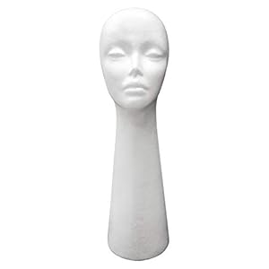 STUDIO LIMITED Styrofoam Mannequin Head, Long Neck, White Foam Wig Head Display (1 PC)