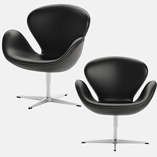 Image of 1 Modern Swivel Lounge Chair with Hydraulic Lift for Home Office Hotel Cafe (1 Chair, Black, Faux Leather)