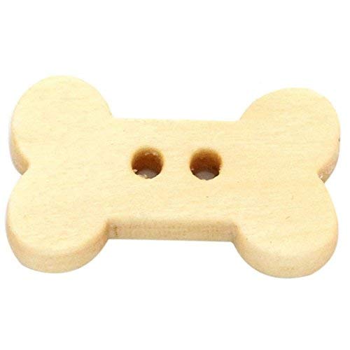 Bhavya Enterprises 100pcs Little Dog Bone Shaped Wooden Buttons DIY Craft Sewing Scrapbook