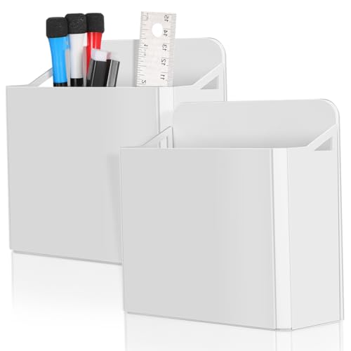 VILLCASE 2Pcs Suction Cup Pen Holder for Whiteboard Adjustable Dry Erase Marker Organizer for Office School Cabinet Space-Saving Pen Storage Box