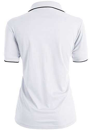 Clovery Quick Drying Active Wear Short Sleeve 2-Button Polo Shirt White Medium #TOP2