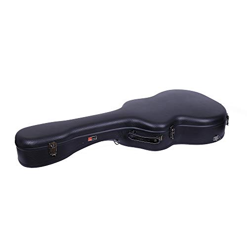 Image of Crossrock Deluxe Fiberglass Case for OM, Martin 000 Guitars | Plush Interior, TSA Lock - Black Leather (CRF2020OMBKL)