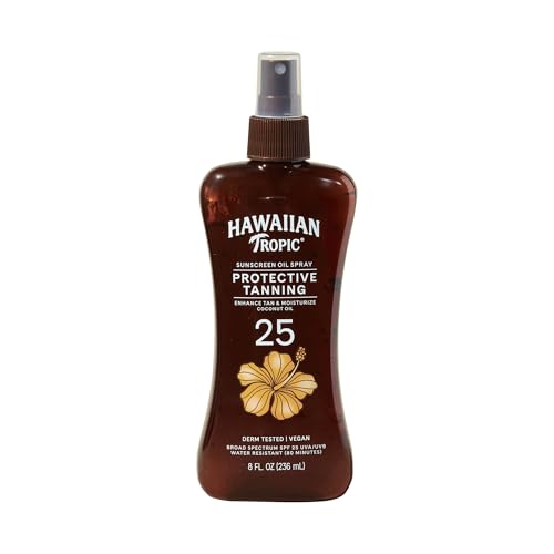 Hawaiian Tropic Protective Tanning Oil Spray Sunscreen SPF 25, 8 Fl Oz