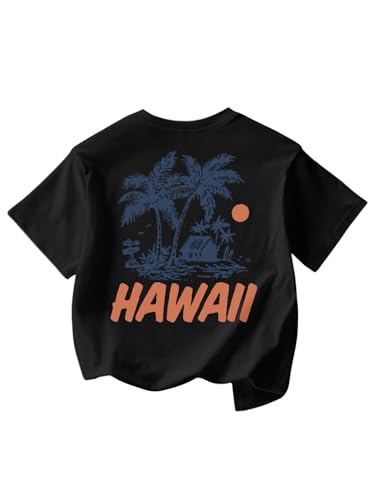 Image of SOLY HUX Girl's Graphic Tees Short Sleeve Hawaiian T Shirt Summer Casual Vacation Tops
