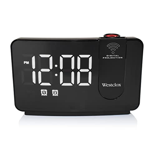 Projection Alarm Clock For Bedroom Led Clock Projection On Ceiling Digital Clock With Usb Charging Adjustable Projector Clock & Dimmer Snooze Dual Alarm Bedside Clock For Heavy Sleeper… (White) #TOP2